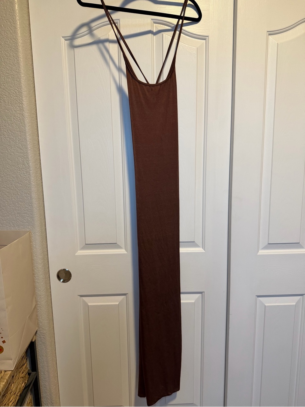 SHEIN Brown Slim Spaghetti-Strap Maxi Dress